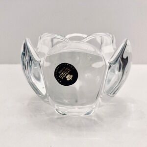 ROYAL COPENHAGEN Crystal Lotus Candle Holder Glass Tea Light 3.5"